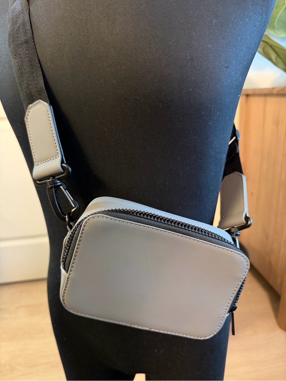 ASOS Gray Leatherette Crossbody Belt Bag